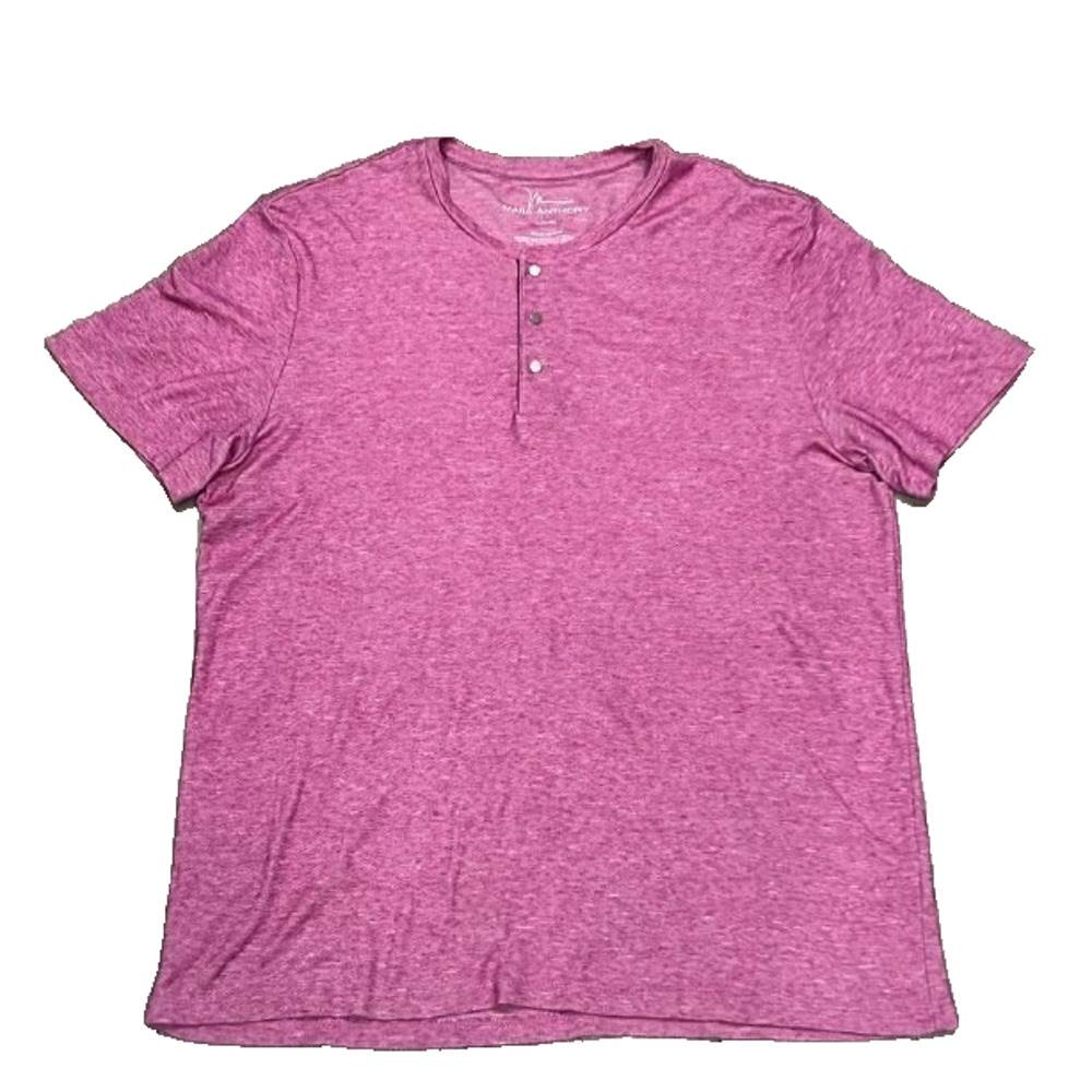 Marc Anthony Luxury Mens Slim-Fit Button T-Shirt Maroon XL A005760